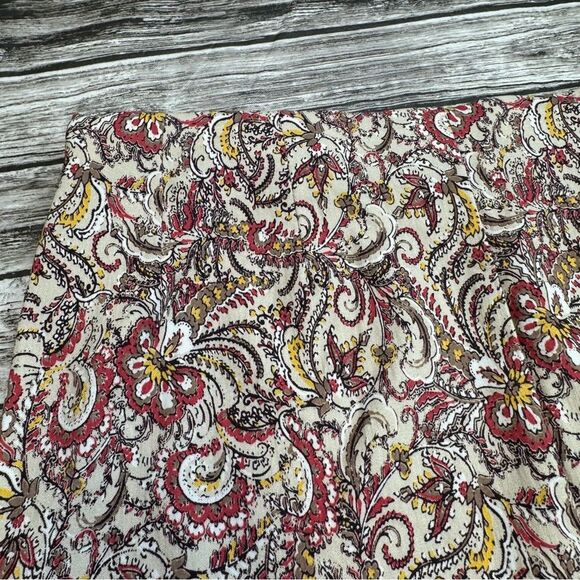 Charter Club Womens Paisley Pencil Skirt Cream Brown Yellow Red 10 Elastic Waist - Picture 6 of 11
